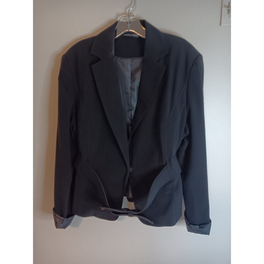 Larry Levine Stretch Black Belted Blazer Jacket Sz XL